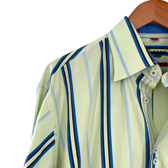 Luchiano Viscotti Long Sleeve Striped Button Up Shirt 2 Ply Mercerized Cotton XL - Picture 4 of 10